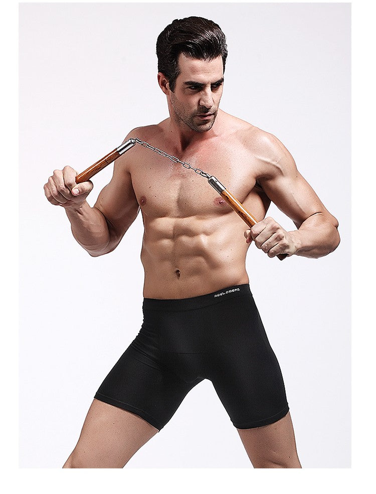 Men's Long Leg Boxer Briefs - Anti-Chafing, Breathable Modal Underwear, Quick-Dry Sports Compression Shorts for Running & Workou