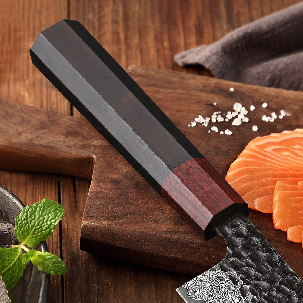 F.YOUNG Faca Japonesa de Chef Aço Damasco Profissional Facas de Cozinha Utilitário Sashimi Fatiar Carne Utensílios de Cozinha Forjados à Mão