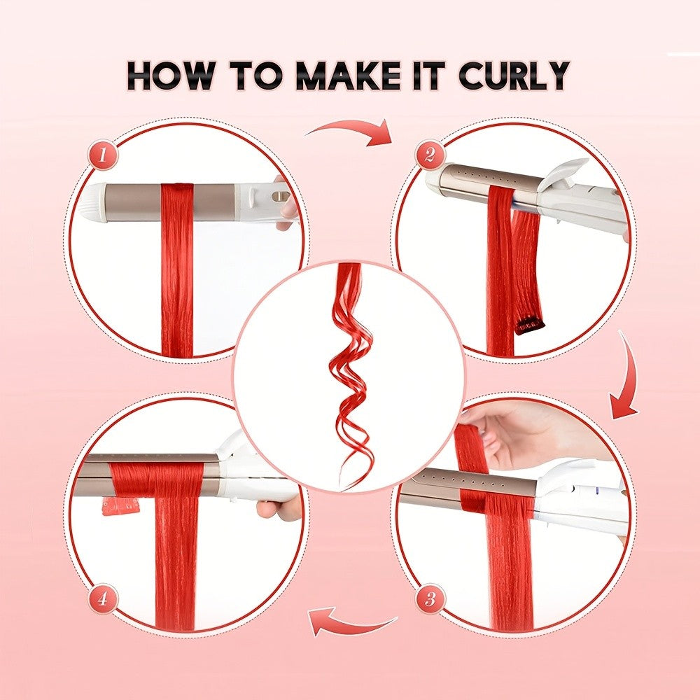 5pcs/Set Long Straight Synthetic Clip-In Hair Extensions for Women Halloween Christmas Party Cosplay