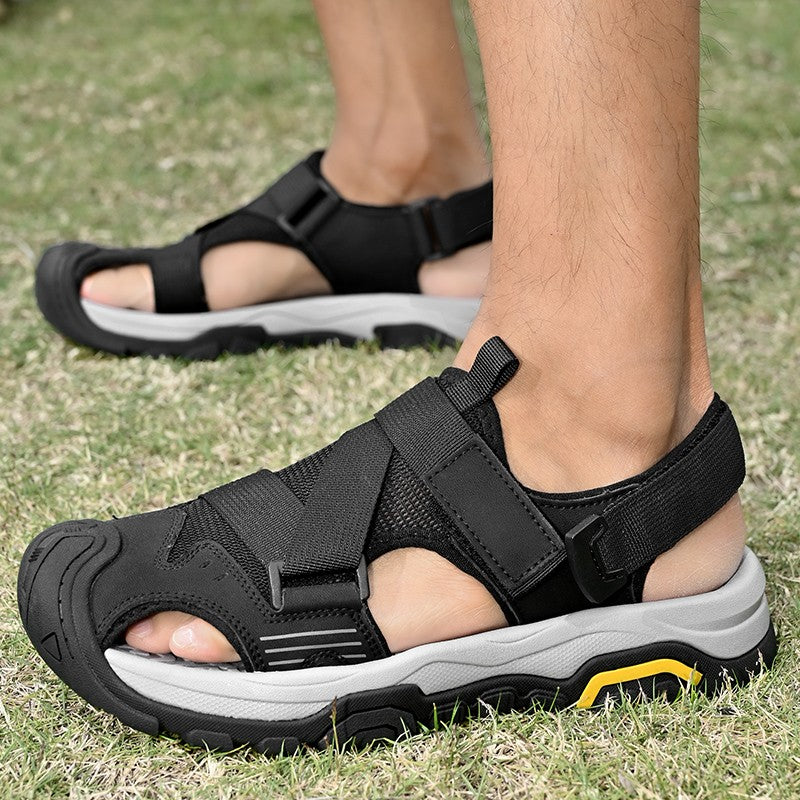Non-Slip Sunnmer Fashion Flats Men's Breathable Sandals Lightweight Outdoor Sport Sandals Anti-collision Toe Male Beach Shoes