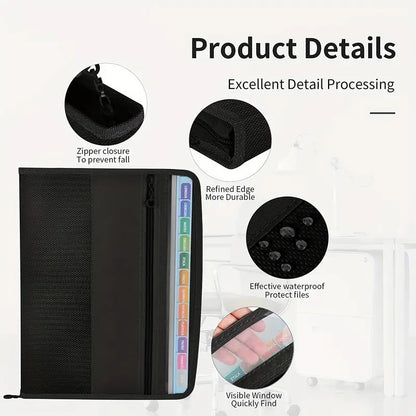 Accordion File Organizer with Safe Zipper, 13 Pocket Expanding File Folder with Front Pencil Pouch,  School Office Supplies