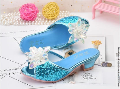 Shoes For Girls Cartoon Leather Children Shoes Frozen Princess Kids Shoes Girl Slippers Dress Snow Queen Sandal