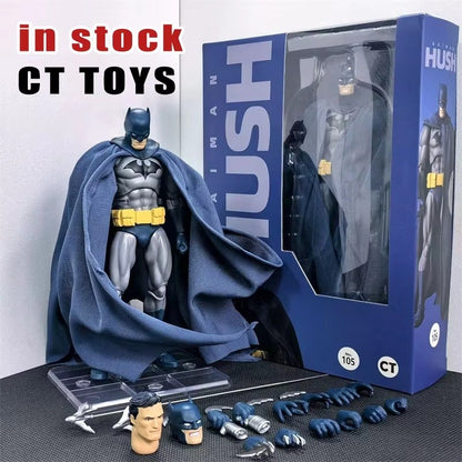 Em Estoque Ct Toys Batman Hush Versão Azul Mafex 105 Versão Preta DC Bat Man Anime Figura de Ação Estátua Modelo Brinquedos Presente