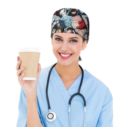 Custom S-Satorues G-Gojoes Cartoon Scrubs Cap Surgical Hats Women Men Skilled Operating Room Cap Operator Hats Lab Works Hat