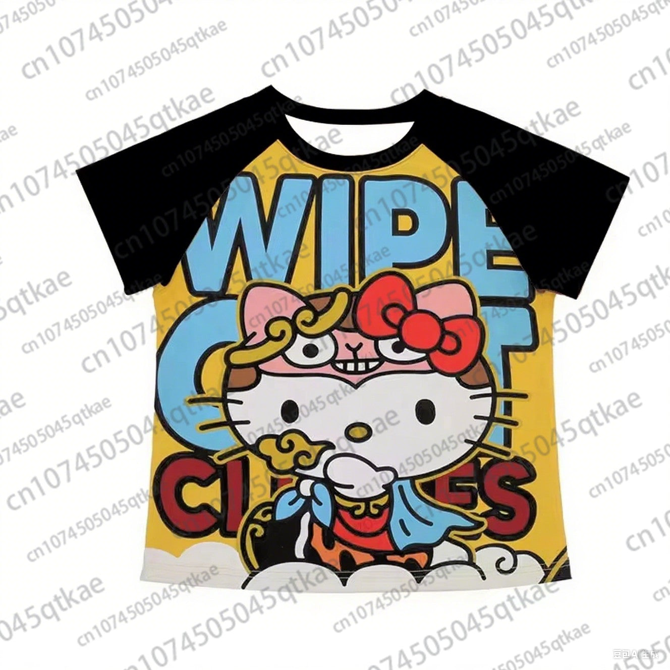 2025 New Hello Kitty T-shirt Anime Sanrio Fashion Short Tops Y2k Summer Cute Tees Cartoon Print High Street Women's Short Sleeve
