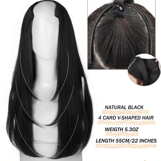 Synthetic Long Straight Hair Extensions 22 Inch Clip In Hair Extension V Shape Heat Resistant Hairpieces Hair Clips Hair Accesso