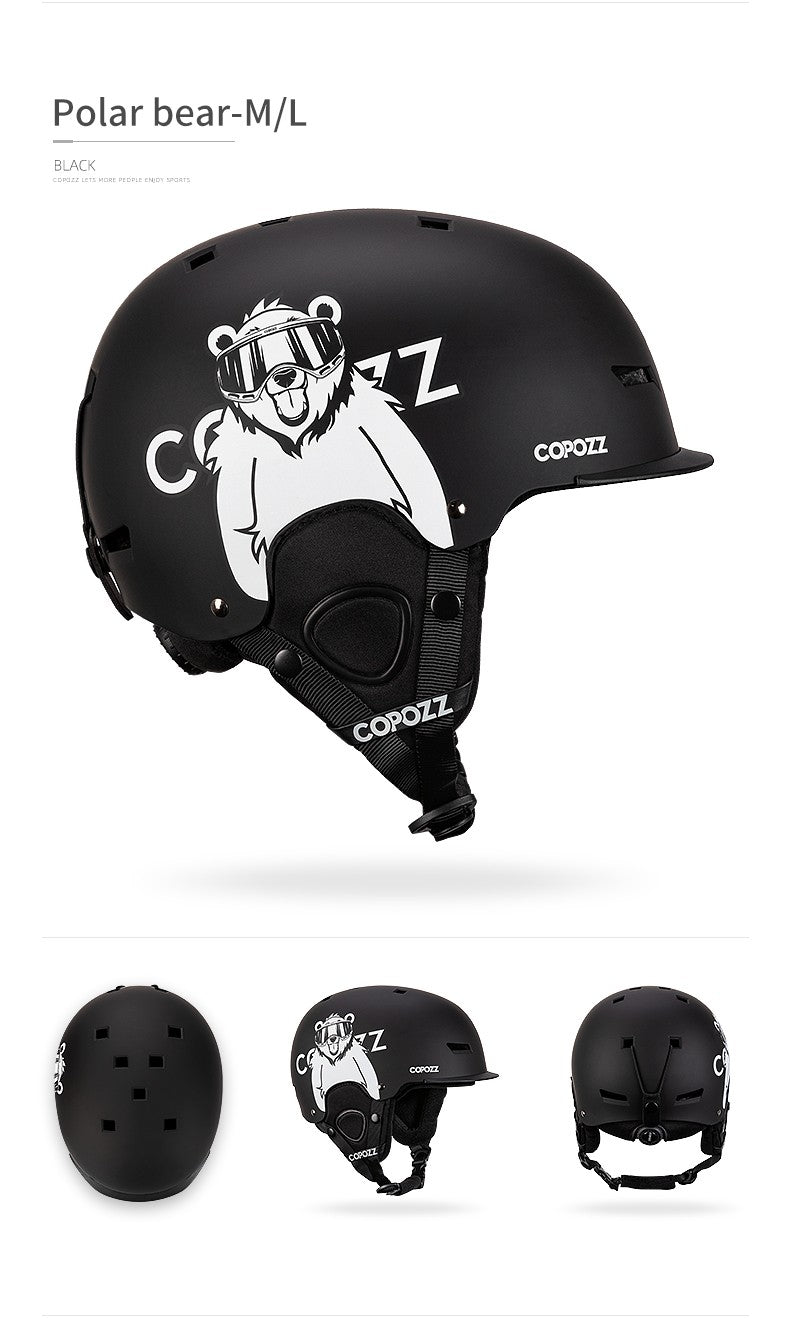 COPOZZ Novo Capacete de Esqui Unissex com Certificado, Meio-Coberto, Anti-impacto, Para Adultos e Crianças, Segurança na Neve, Capacete de Snowboard