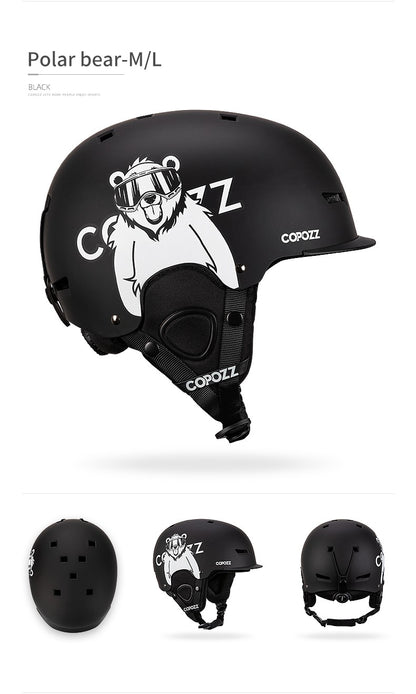 COPOZZ Novo Capacete de Esqui Unissex com Certificado, Meio-Coberto, Anti-impacto, Para Adultos e Crianças, Segurança na Neve, Capacete de Snowboard