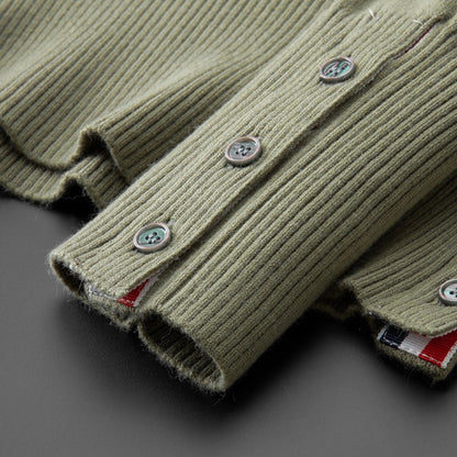 Luxury brand men's knitted sweater for autumn and winter high-end striped design Korean version boutique cardigan casual jacket