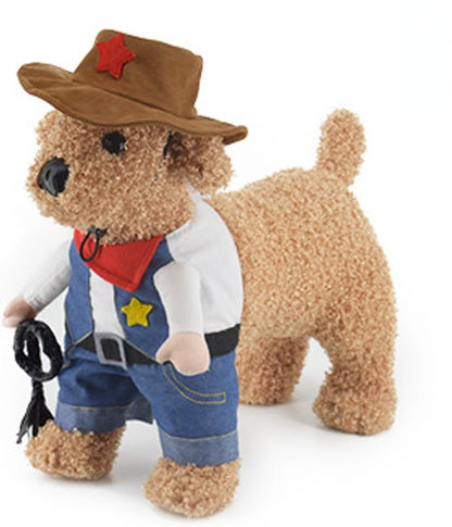 Fantasias de Halloween para Cães e Gatos, Uniforme de Cowboy do Oeste com Chapéu, Roupa Engraçada de Cowboy para Pets, Fantasia Engraçada para Gatos e Cães Pequenos