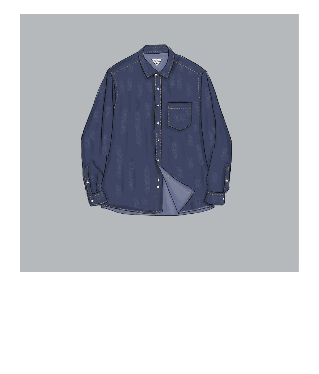 Maden Men Vintage Single Pocket Workwear Denim Shirt Long Sleeved Slim Fit Casual Shirt Single Breasted Turn-Down Collar Blouse