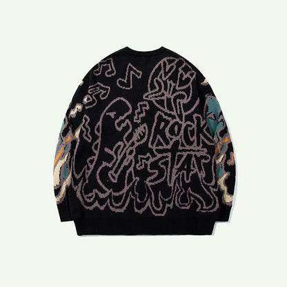 CALESECT Green Dinosaur Knit Sweater Womens Dino Jumper Y2K Streetwear Oversized Pullover Plus Size Mens Women Adults Men Trendy