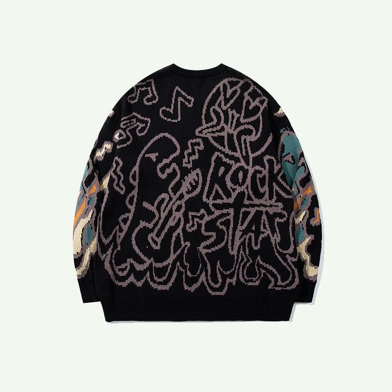 CALESECT Green Dinosaur Knit Sweater Womens Dino Jumper Y2K Streetwear Oversized Pullover Plus Size Mens Women Adults Men Trendy