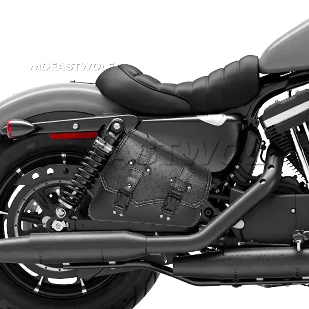 Universal Accessories Triangle Synthetic Leather Motorcycle Side Saddle Bag for Cafe Racer ATV For Harley Sportster XL 883/1200