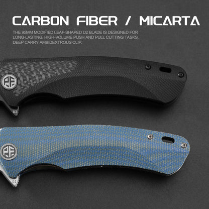 Petrified Fish PF838 Folding Knife Jackknife D2 Steel Outdoor Camping Hunting Hiking EDC Tool Ball Bearing G10 Handle Knives