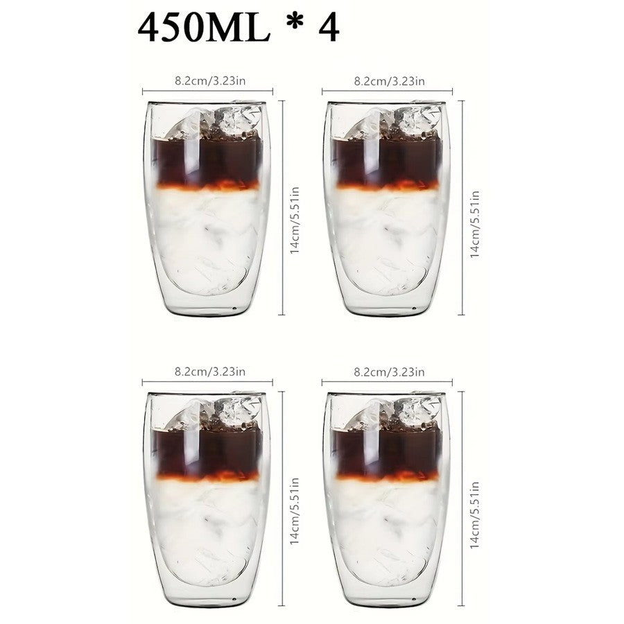 Copo de Vidro de Parede Dupla Isolamento Térmico Transparente Feito à Mão para Chá Copos MINI de Uísque Caneca de Café Expresso Conjunto de 250-450ml