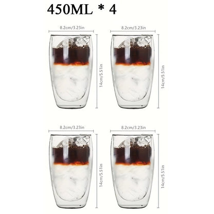Copo de Vidro de Parede Dupla Isolamento Térmico Transparente Feito à Mão para Chá Copos MINI de Uísque Caneca de Café Expresso Conjunto de 250-450ml