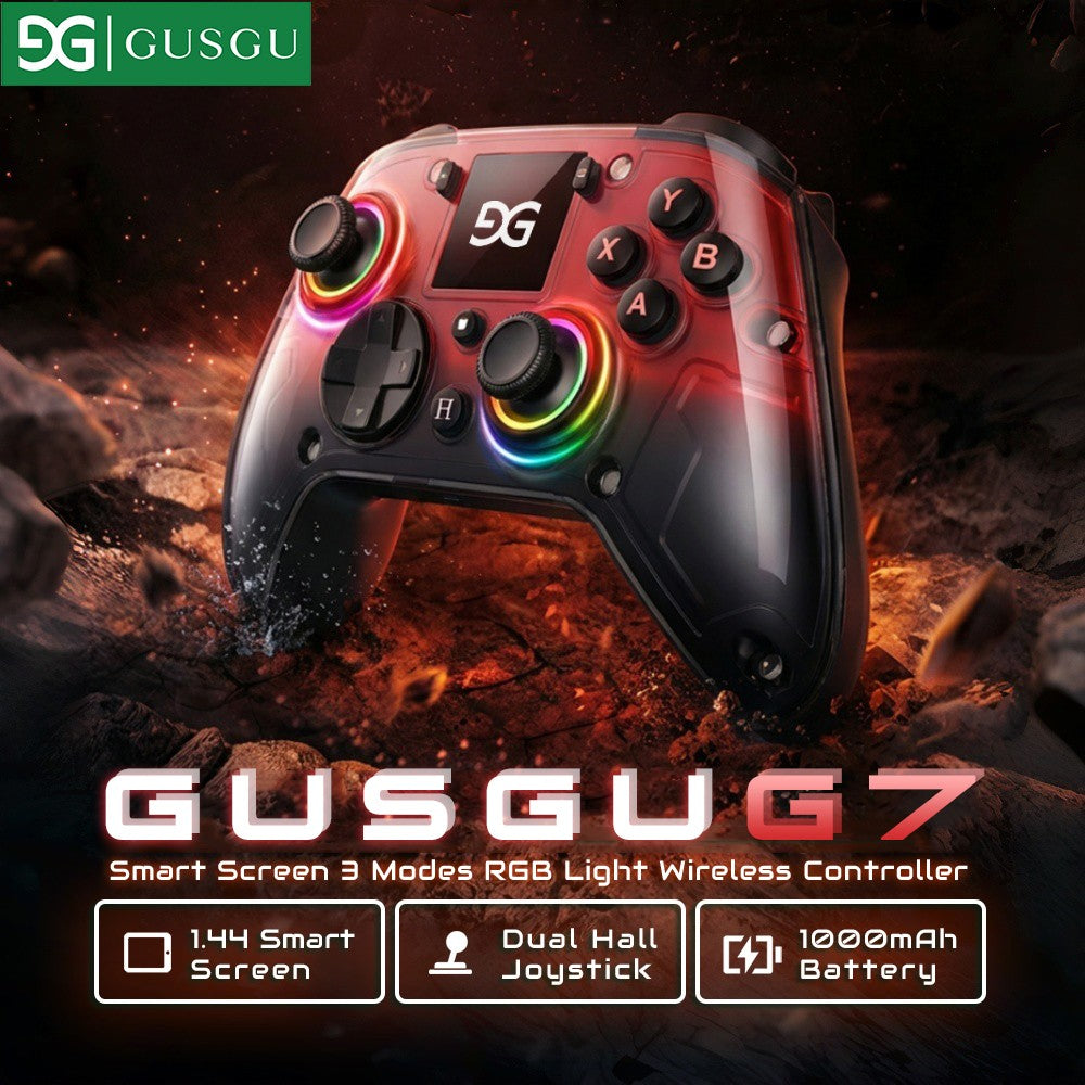 GUSGU G7 1.44-inch Smart Screen Wireless Controller 3 Modes for Switch PS4 IOS Android TV PC Tesla Gamepad, Same Product for X01