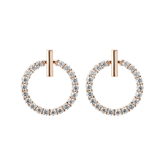 LByzHan Free Shipping Fashion 925 Sterling Silver Crystal Rhinestone Geometric Round Stud Earrings For Women Beautiful Jewelry