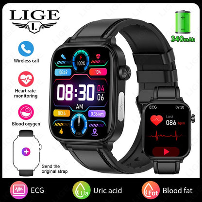 Smartwatch 2025 Novo ECG+PPG Feminino Monitor de Frequência Cardíaca Lipídios Sanguíneos Ácido Úrico Saúde Menstrual Rastreador Inteligente Para Android iOS