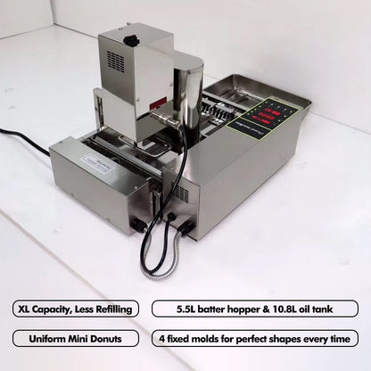 800-1000Peças/H Donuts 2000W Aquecimento Elétrico com Controle por Computador Máquina Automática de Fazer Rosquinhas de 4 Fileiras Máquina de Fazer Rosquinhas Automática 110V