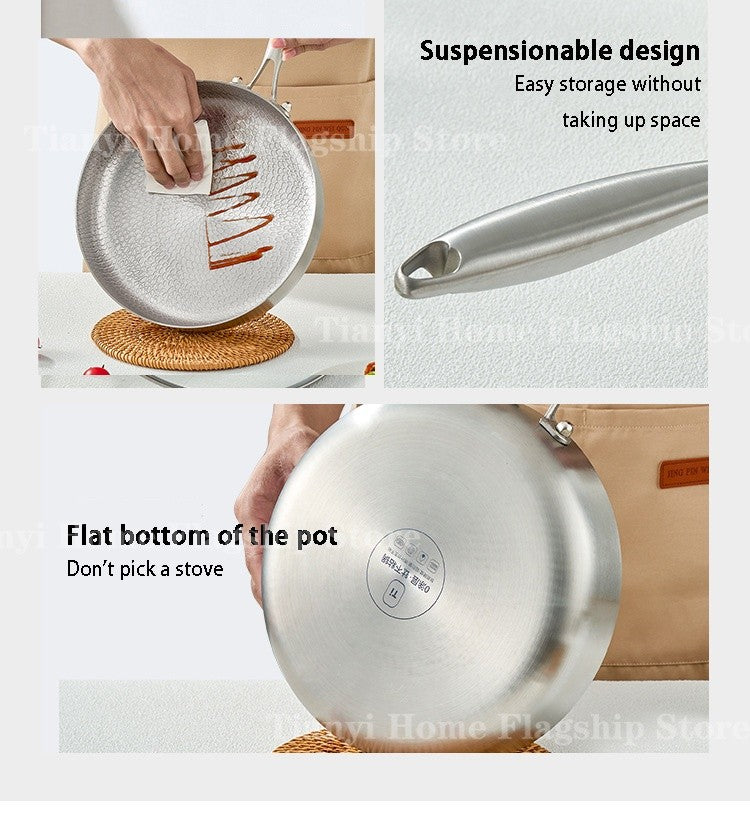 Frigideira 20/24/28cm Antiaderente Wok Titânio Aço Inox Doméstica Ovo Bife Frigideira Fogão de Indução Gás Utensílios de Cozinha