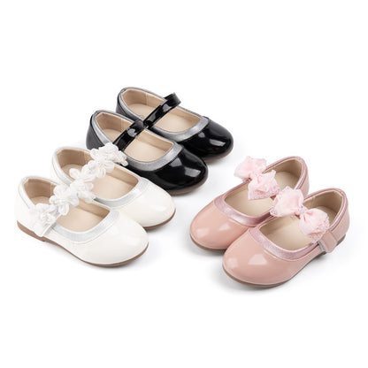 Fashion Children's Flat Shoes Non-slip PU Leather Shoes 3-colors Comfortable Wear-resistant All-season Mary Jane Princess Shoes