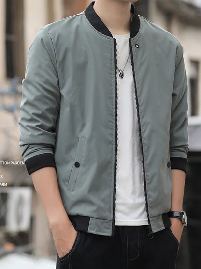 Men's casual trend fashion Windproof outdoor sports zipper solid color long sleeve cold warm aviator coat jacket