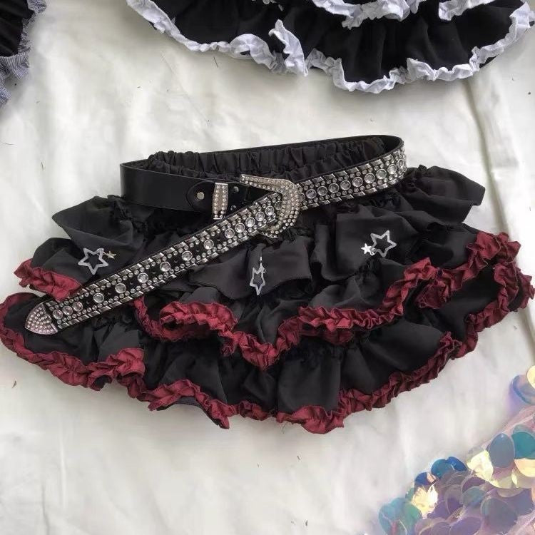 Punk Skirt Cross Woman Clothing Short Dress Goth 90s Y2K Kawaii Vintage Japan Harajuku Ball Gown Grunge Fashion Summer Hot Girl