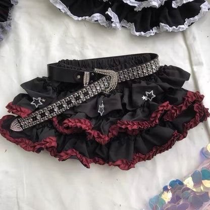 Punk Skirt Cross Woman Clothing Short Dress Goth 90s Y2K Kawaii Vintage Japan Harajuku Ball Gown Grunge Fashion Summer Hot Girl