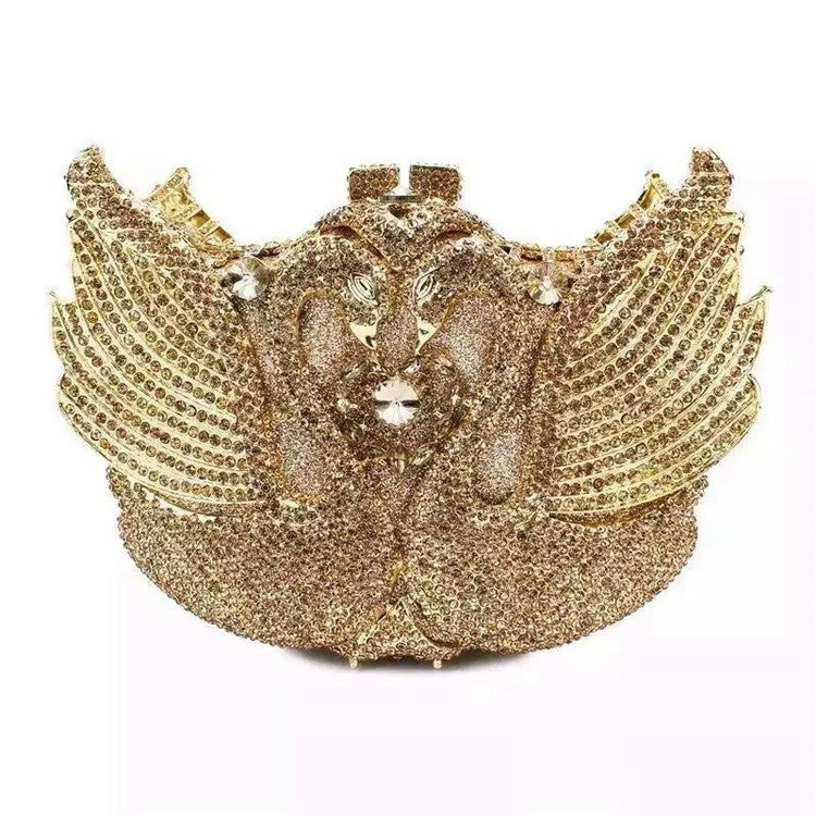 XIYUAN Pink/Black/Blue/Gold Crystal Evening Clutches Bag Hollow Out Women Metal Clutch Purse Wedding Party Prom Dinner Handbag