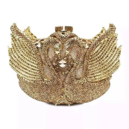 XIYUAN Pink/Black/Blue/Gold Crystal Evening Clutches Bag Hollow Out Women Metal Clutch Purse Wedding Party Prom Dinner Handbag