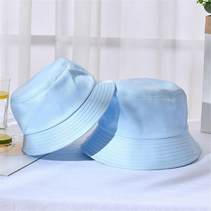 Cotton Summer Foldable Bucket Hat Unisex Women Outdoor Sunscreen Hat Pure Color Fishing Hunting Cap Men Basin Chapeau Beach Cap