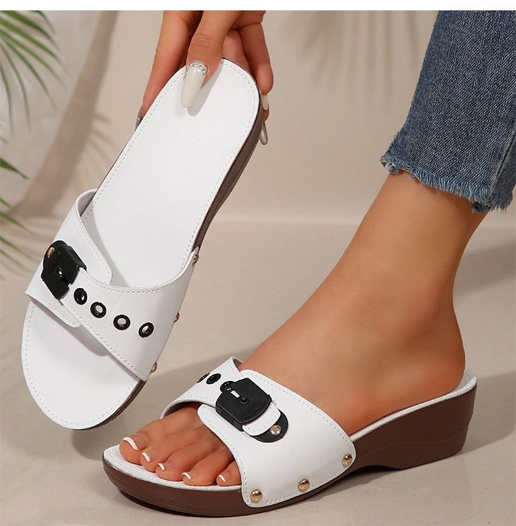 Women's Sandals Luxury Heels Shoes For Summer Woman Sandals Soft Wedges Heeled Sandalias Mujer 2025 New Sandals Summer Slippers