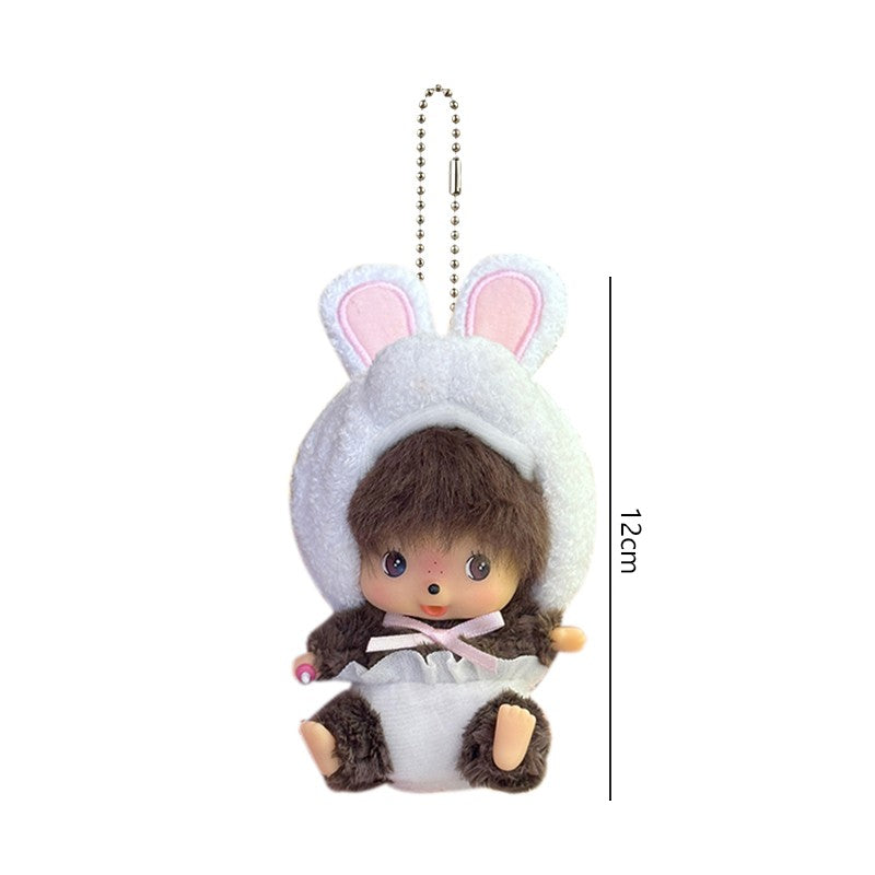 Kawaii Monchichi Doll Figure Keychain Furry Chimutan Monchhichi Figurines Hanger Pendant Bags Charm Accessories Small Gift
