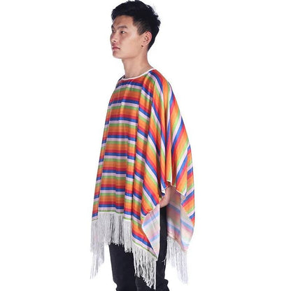 Mexican Shawl Halloween Cloak Cosplay Dance Party Mexican Hat Adult Ribbon Cloak Adult Kids Funny Costume Halloween Cosplay