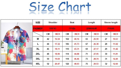 Y2K Men Oversize Street Fashion Summer Daily Shirt Hawaiian Splash-ink Print Casual Loose Short Sleeve Beach Shirts For Man Tops