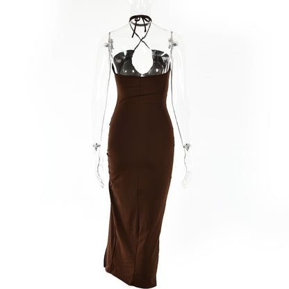 Sleeveless Sexy Female Midi Backless Dresses Slim Night Club Party Women's Dress