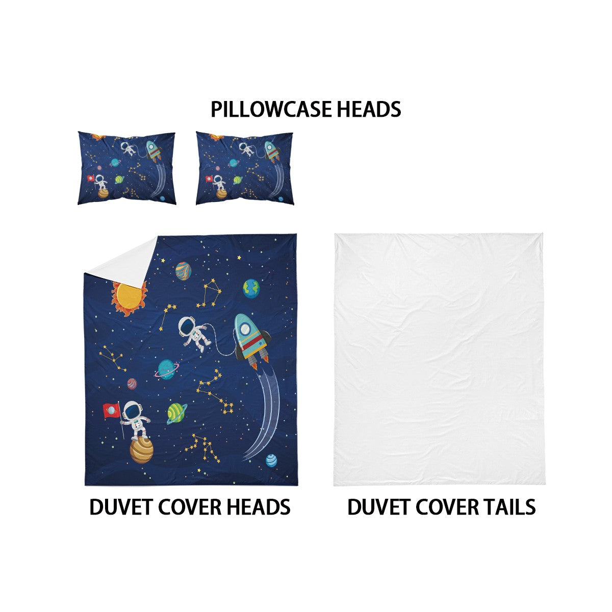 3-piece Starry Sky, Space Planet, Astronaut Pattern Print (1 duvet cover+2 pillowcases, no core) Comfortable Bedding Set