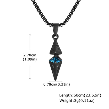 Vnox Stylish Blue Stone Necklaces for Men, Stainless Steel Cube Geometric Pendant Collar Jewelry, Birthday Party Gifts for Him