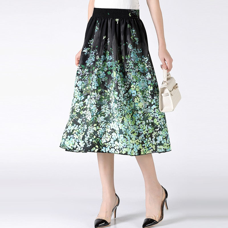 Women's Plus Size Half Skirt 2024 Summer New Bohemian Style Printed Pleated Skirt Fashionable Spring Women's Clothing