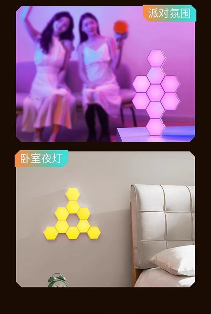 Hexagon Wall Lights, Smart LED Light Panels with App & Remote, DIY Room Decor for Autism, Game Room Decor, Party, Gifts, 12 Pack