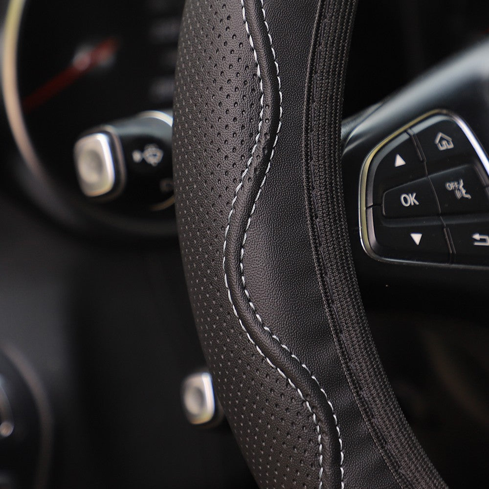 1 capa de volante de couro tipo mão de massagem estéreo em relevo sem anel interno para automóveis, cabe 14,5-15 polegadas