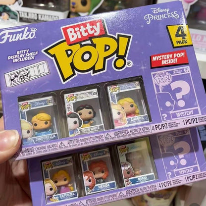 Funko Bitty Pop Disney Cinderella Snow White Princess Blind Box 4 Pack Mini Action Figure Collect Limited Model Toys Girl Gifts