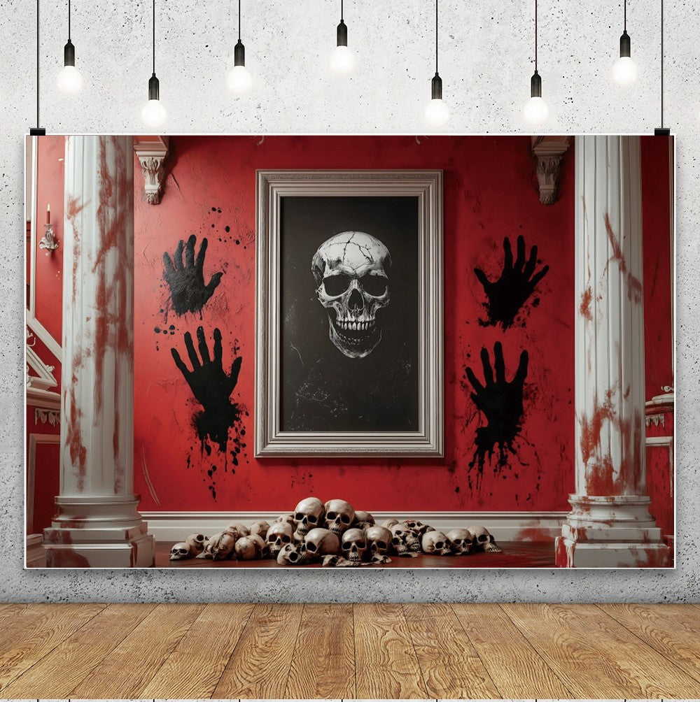 Halloween Photography Backdrops Medieval Castle Palace Horror Red Wall Curtain Skull Adults Portrait Decoration Photo Background
