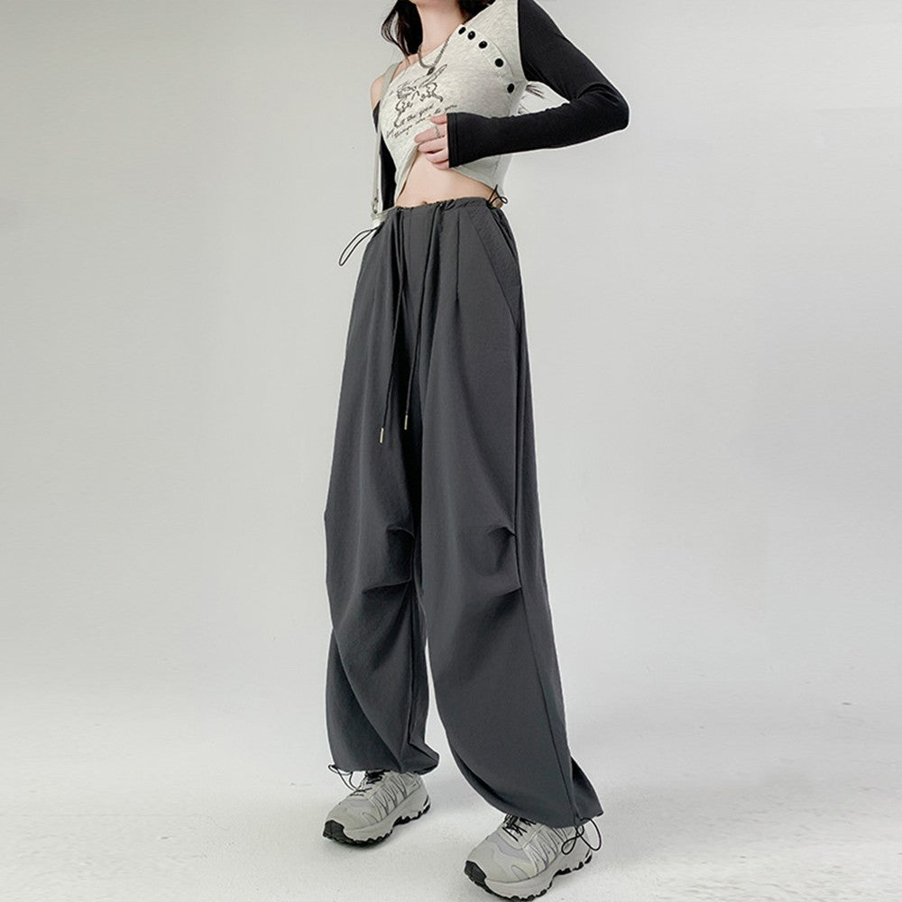 Women's Retro Cargo Pants High Waisted Straight Leg Joggers Casual Sporty Sweatpants for Streetwear