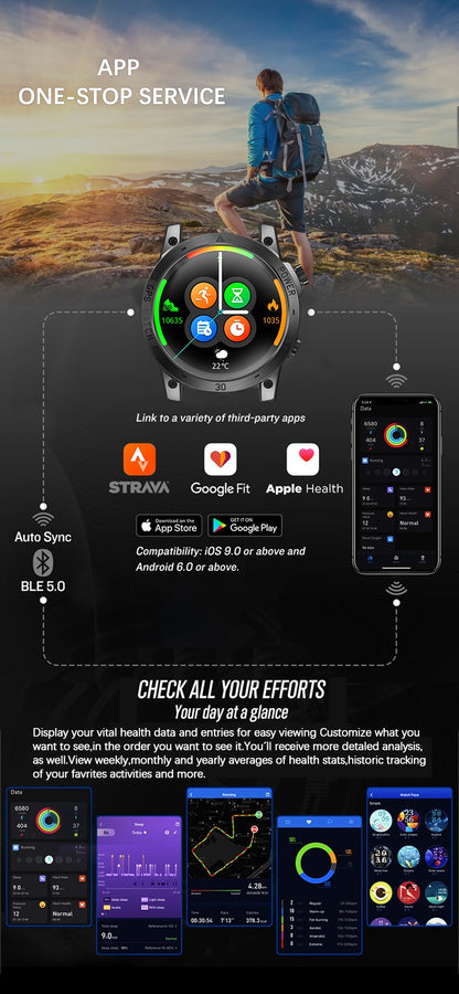 NORTH EDGE 2025 New GPS Watches Men Sport Smart Watch HD AMOLED Display 50M ATM Altimeter Barometer Compass Smartwatch for Men