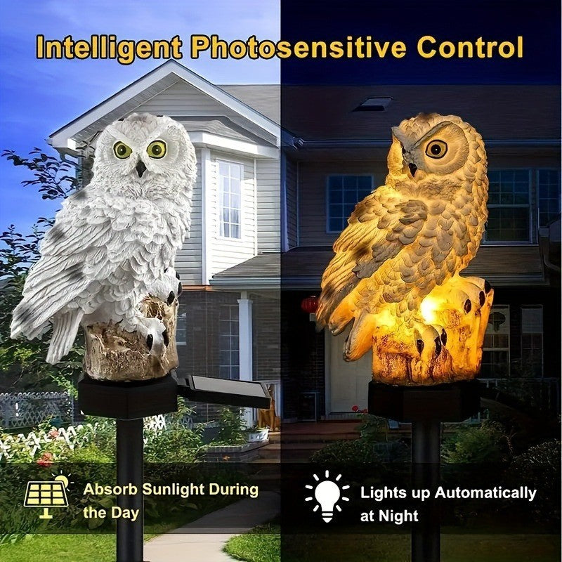 1pc Solar-Powered LED Owl Garden Stake Light - Realistic Outdoor Landscape Lighting with Automatic Switch