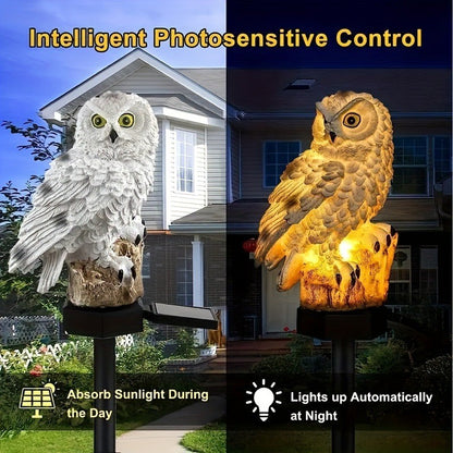 1pc Solar-Powered LED Owl Garden Stake Light - Realistic Outdoor Landscape Lighting with Automatic Switch