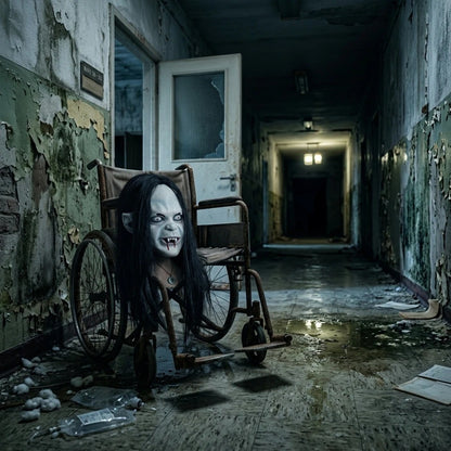 Scary Sadako Ghost Full Head Latex Mask Long Straight Black Hair Pale White Face Bloody Vampire Fangs Creepy Horror Female Spirit Mask For Halloween Carnival Cosplay Masquerade Haunted House Bar Party Prank Trick Photo Booth Costume Decoration Accessory